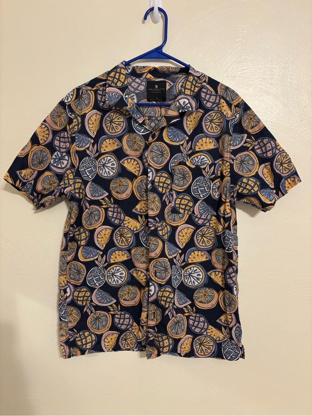 Junk Food Clothing Navy Citrus Medallion Short Sleeve Button-Down